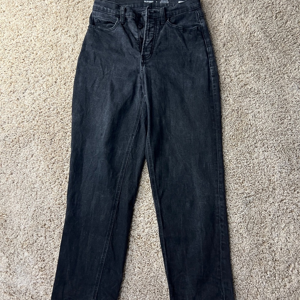 Old Navy Black Straight Leg High Waisted Jeans